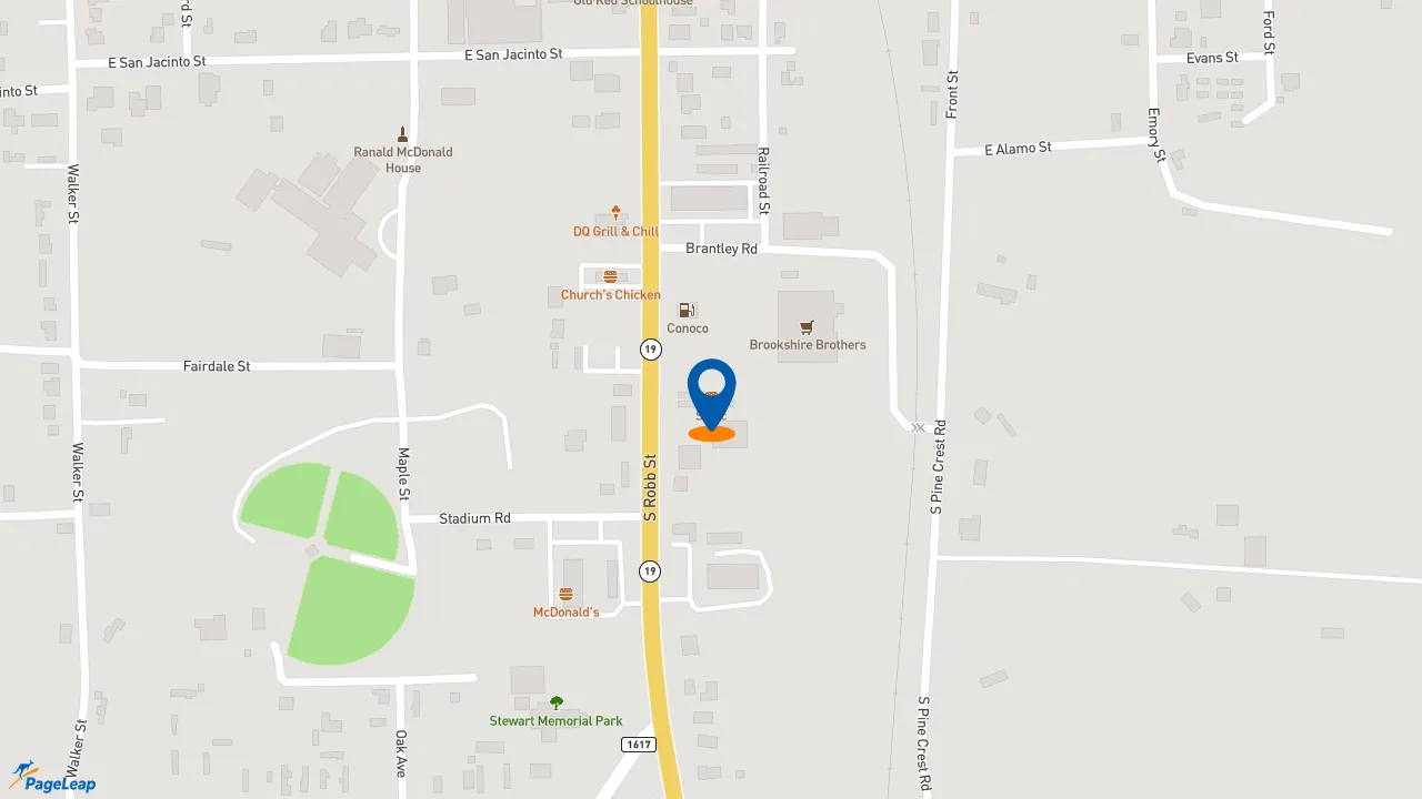 https://pageleap.com map showing location of Sonic Drive-In in Trinity.