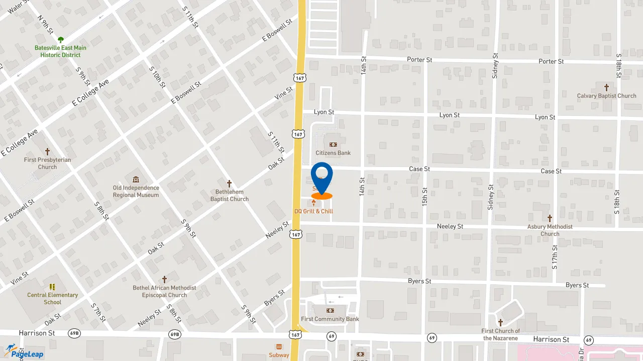 https://pageleap.com map showing location of Sonic Drive-In in Batesville.