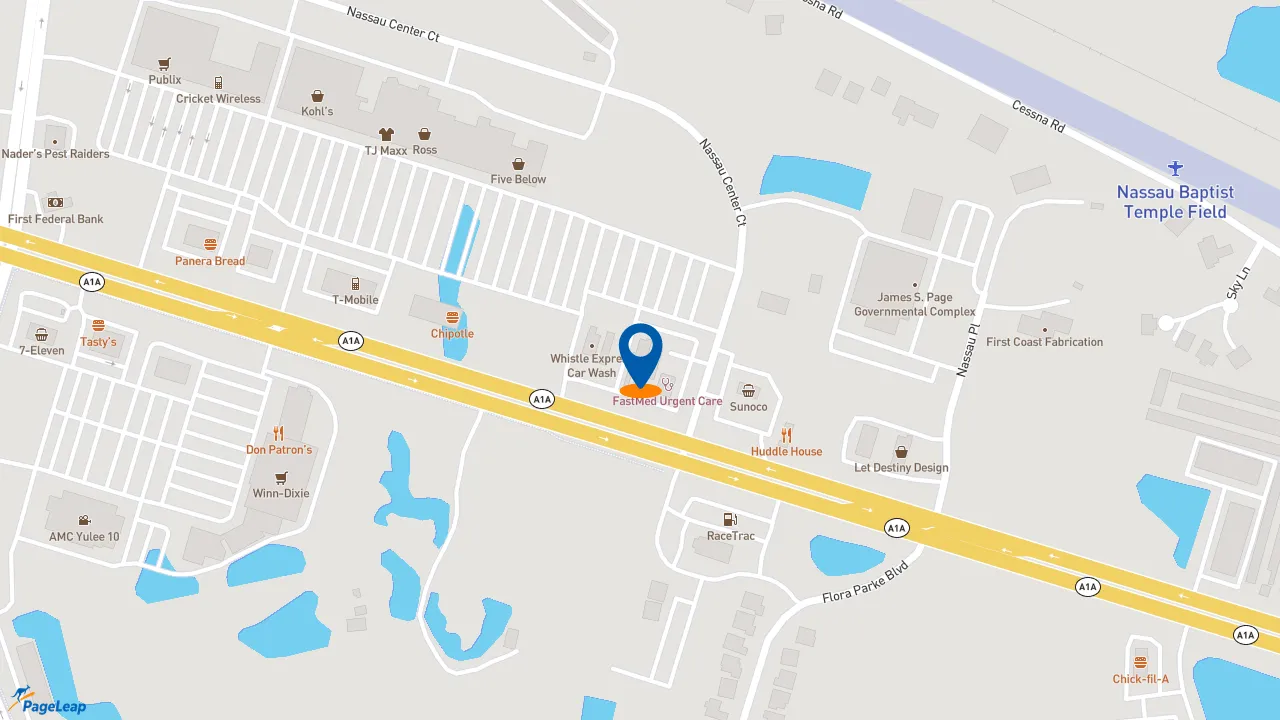 https://pageleap.com map showing location of Sonic Drive-In in Yulee.