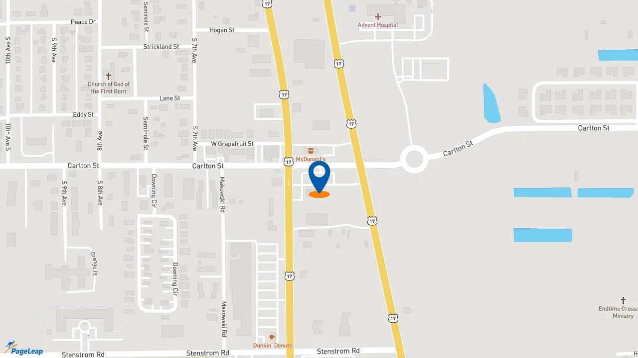 https://pageleap.com map showing location of Sonic Drive-In in Wauchula.