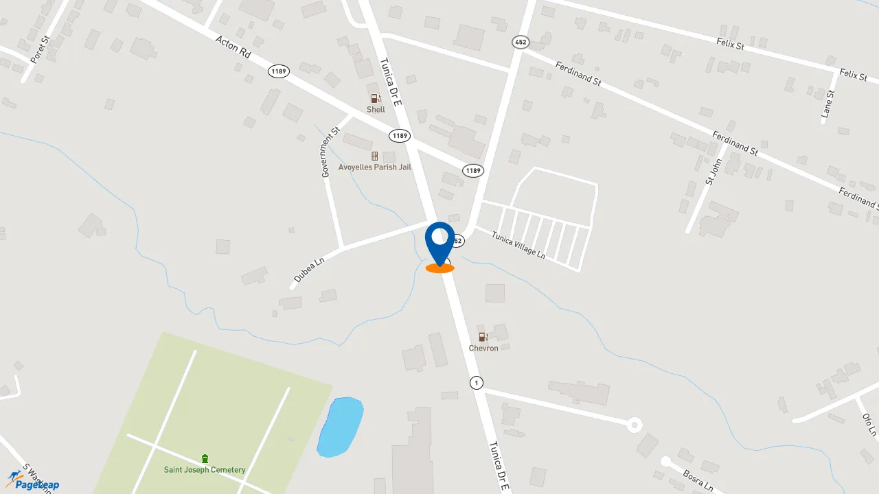 https://pageleap.com map showing location of Sonic Drive-In in Marksville.