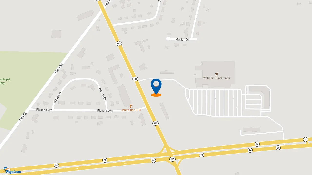 https://pageleap.com map showing location of Sonic Drive-In in Moulton.