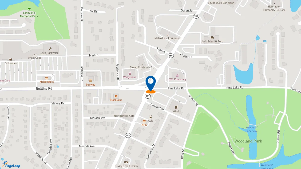 https://pageleap.com map showing location of Sonic Drive-In in Collinsville.