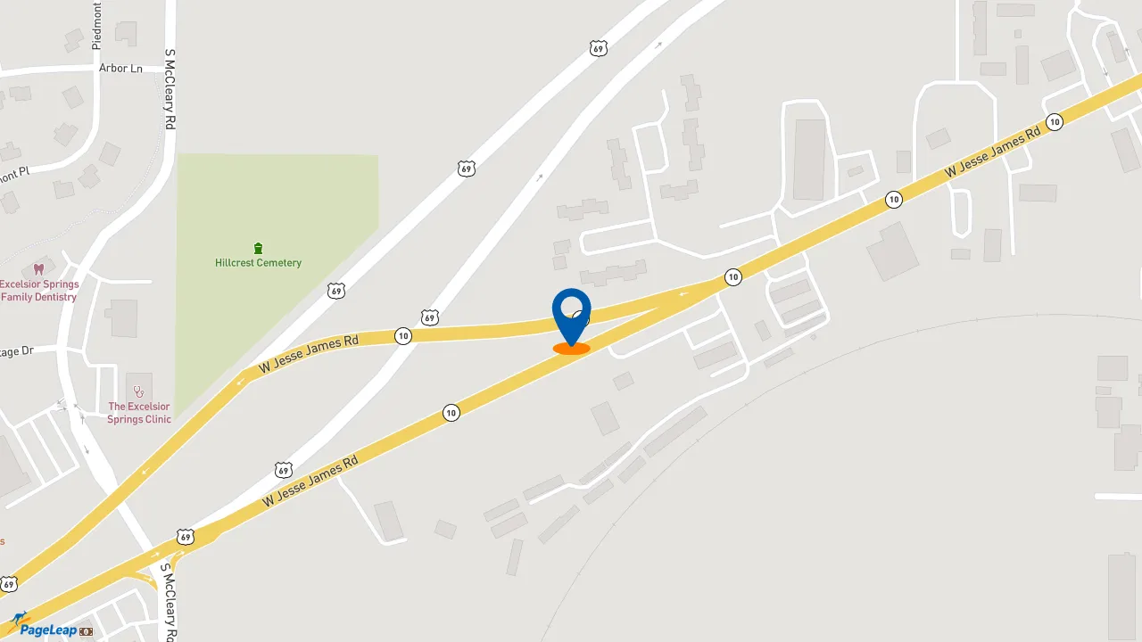 https://pageleap.com map showing location of Sonic Drive-In in Excelsior Springs.