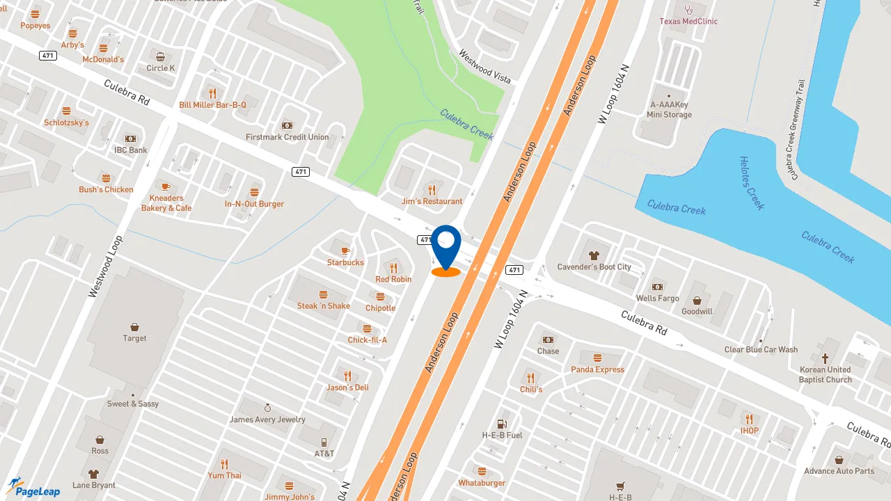 https://pageleap.com map showing location of Sonic Drive-In in San Antonio.