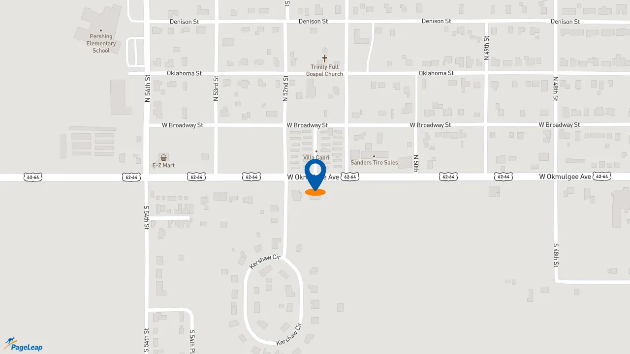 PageLeap.com map showing location of Sonic Drive-In in Muskogee.