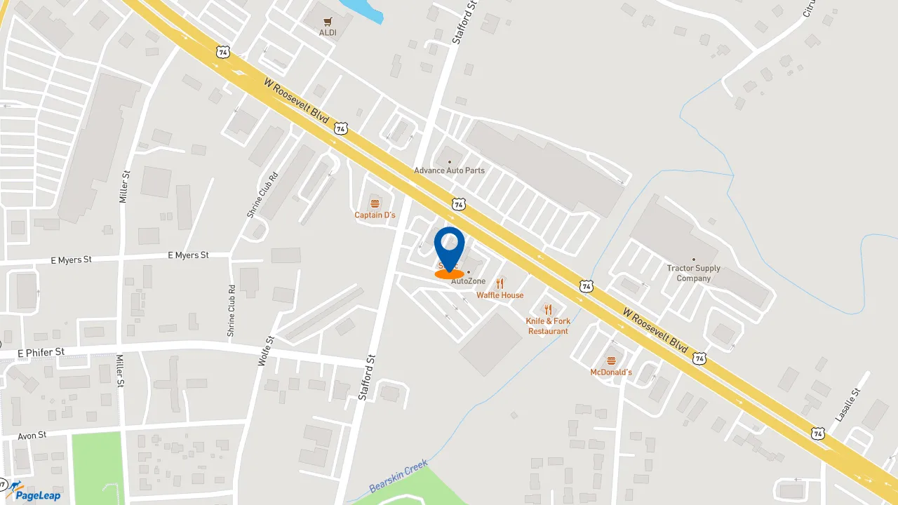 https://pageleap.com map showing location of Sonic Drive-In in Monroe.