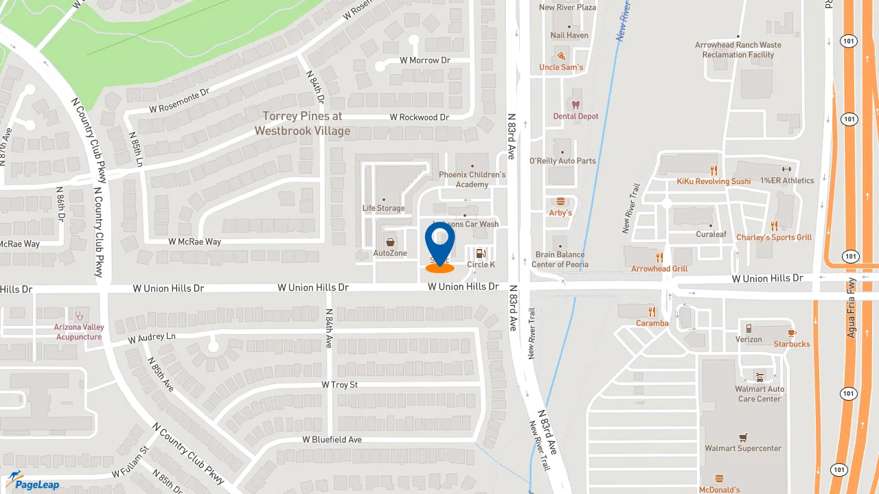 https://pageleap.com map showing location of Sonic Drive-In in Peoria.