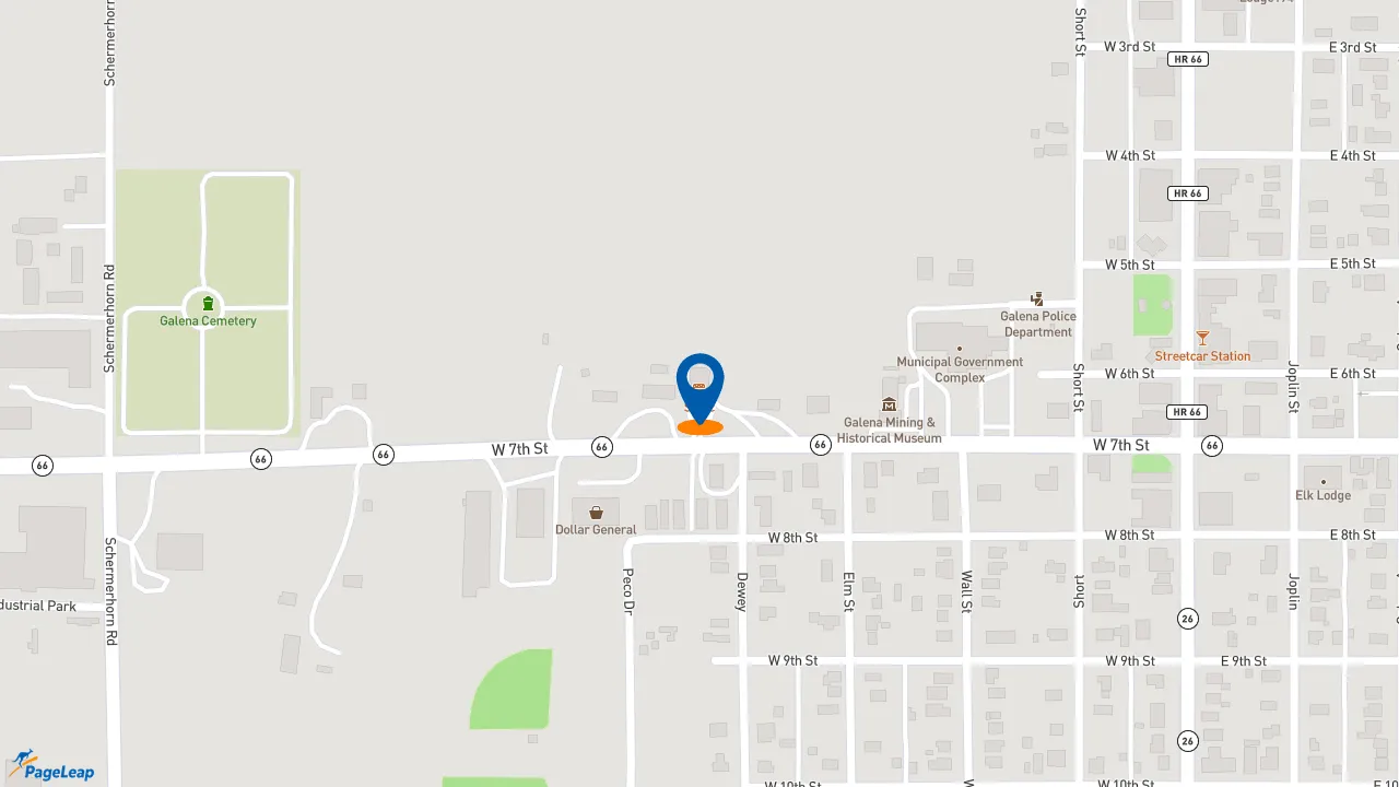 https://pageleap.com map showing location of Sonic Drive-In in Galena.