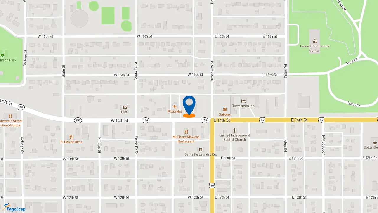 https://pageleap.com map showing location of Sonic Drive-In in Larned.