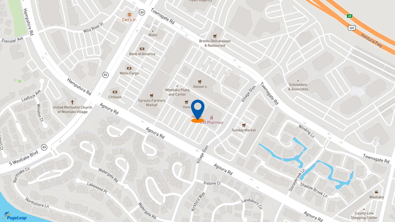https://pageleap.com map showing location of Starbucks in Westlake Village.