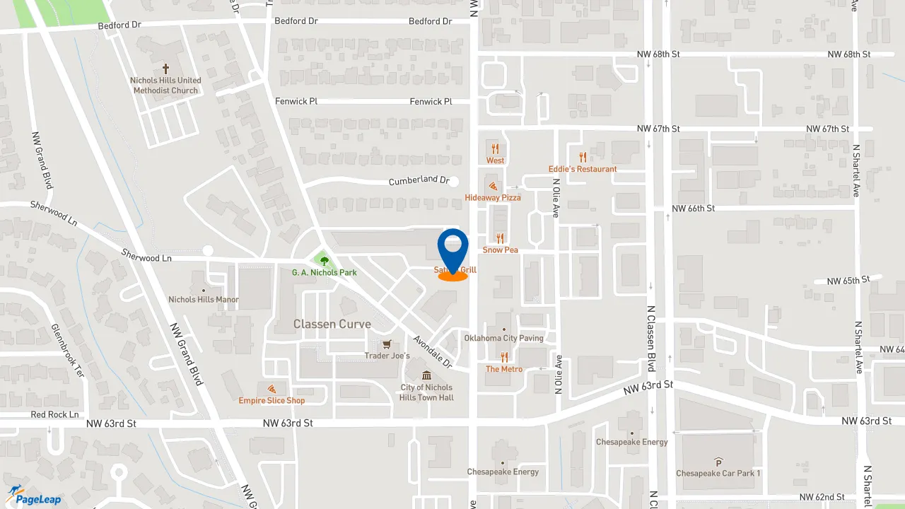 https://pageleap.com map showing location of Starbucks in Oklahoma City.