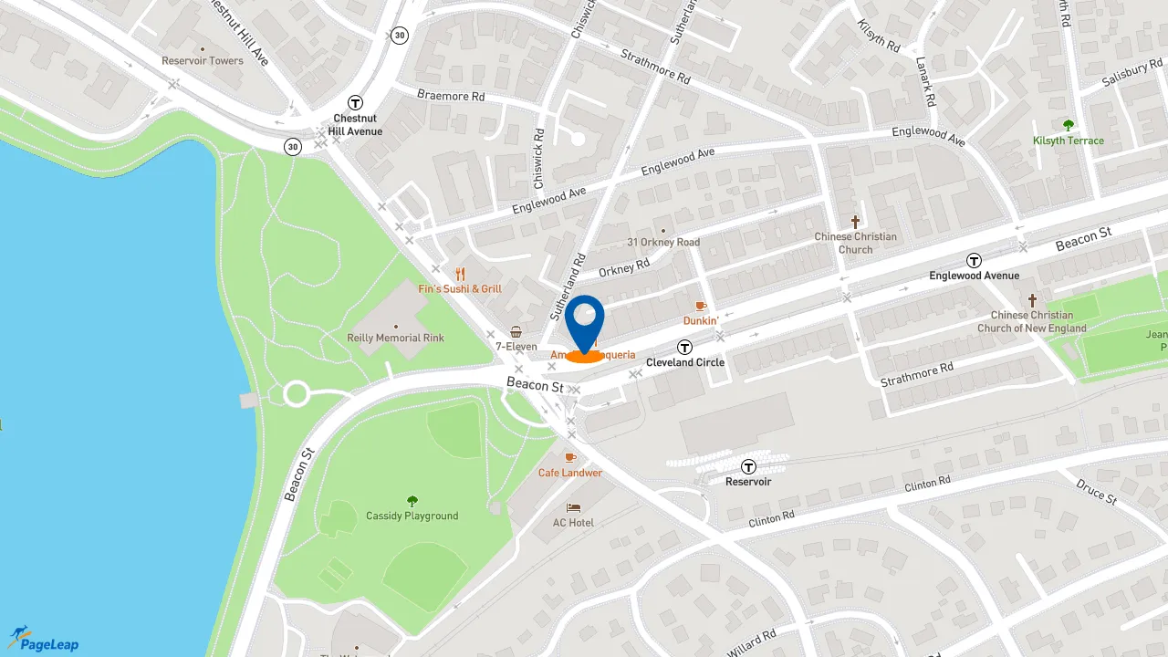https://pageleap.com map showing location of Starbucks in Boston.