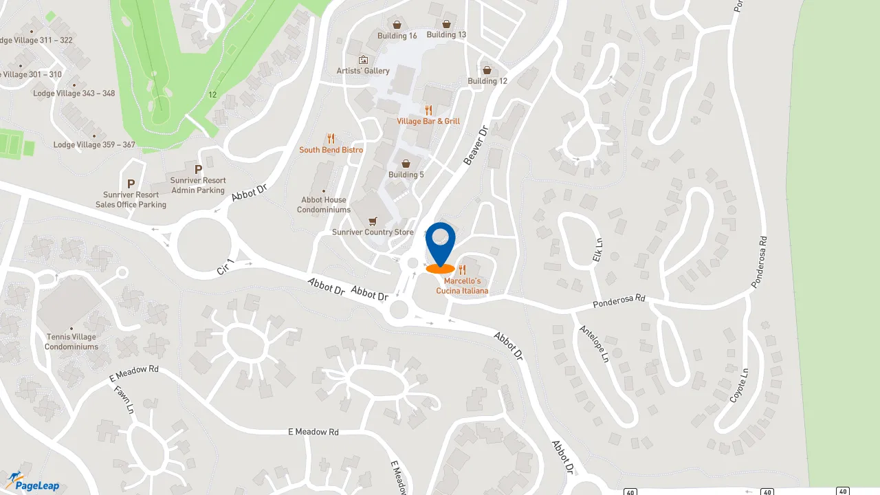 https://pageleap.com map showing location of Starbucks in Sunriver.