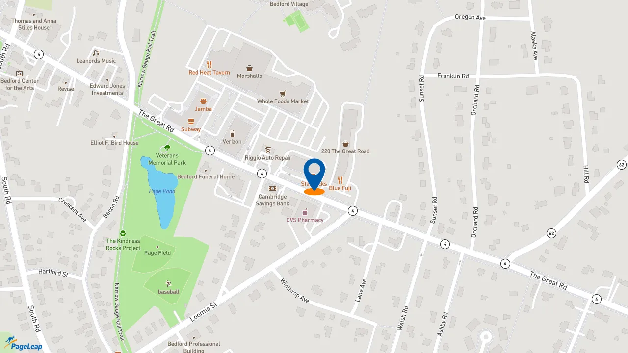 https://pageleap.com map showing location of Starbucks in Manhattan.