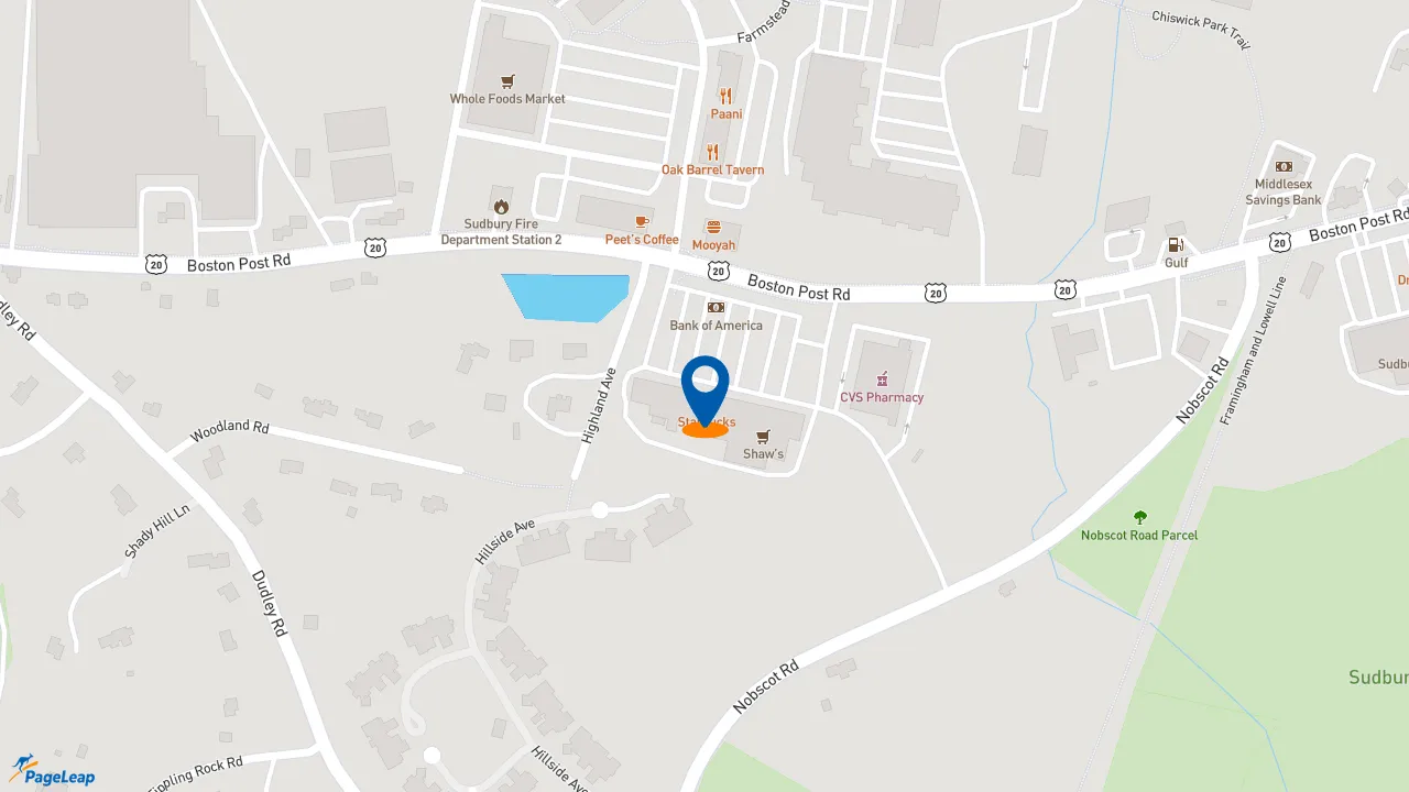 https://pageleap.com map showing location of Starbucks in North Sudbury.