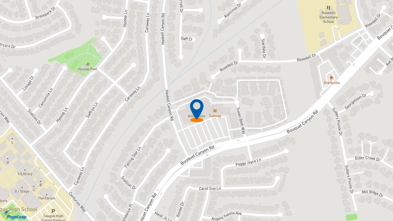 https://pageleap.com map showing location of Starbucks in Saugus.