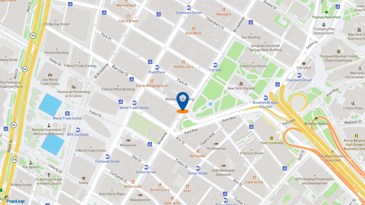 https://pageleap.com map showing location of Starbucks in New York.