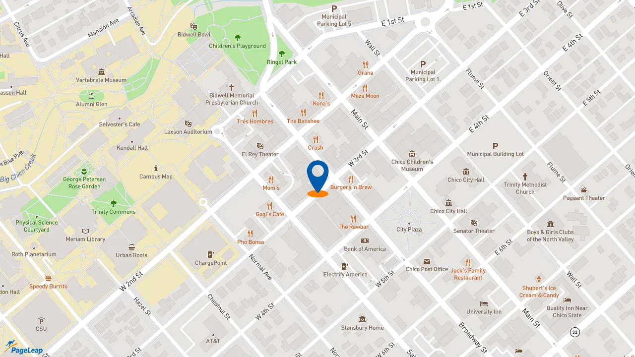 https://pageleap.com map showing location of Starbucks in Chico.