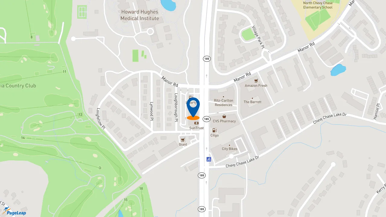 https://pageleap.com map showing location of Starbucks in Chevy Chase.