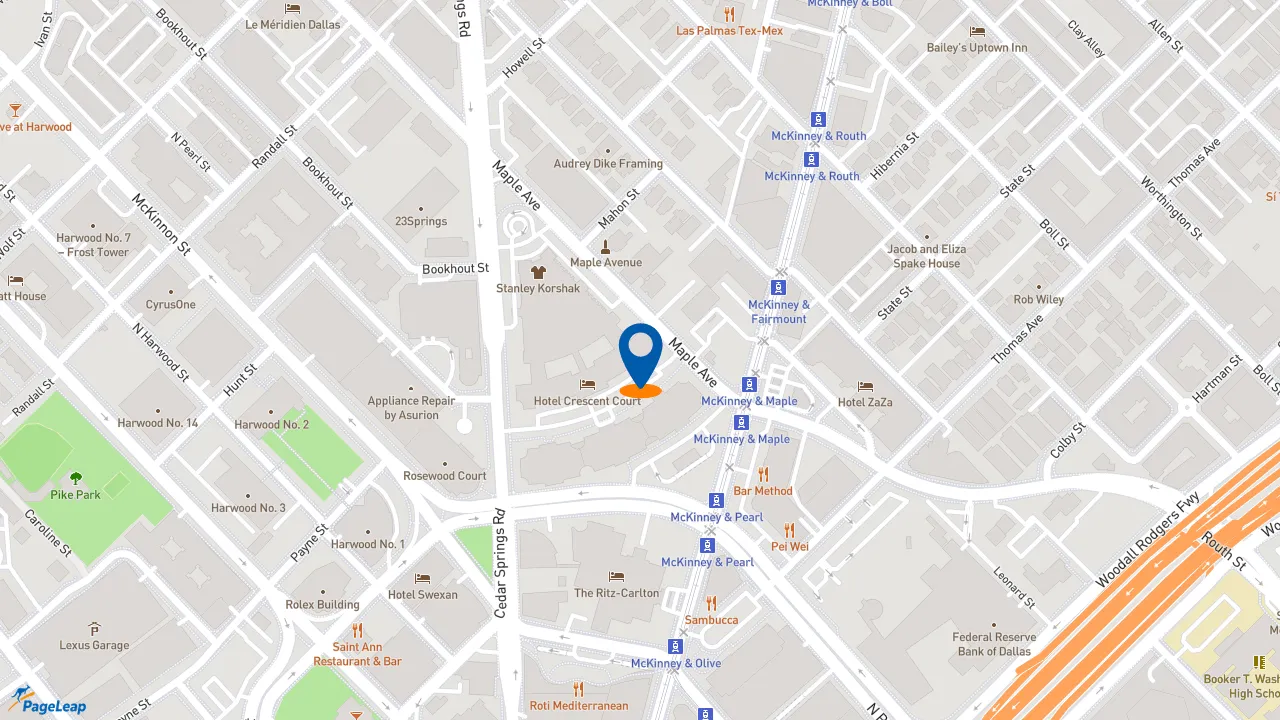 https://pageleap.com map showing location of Starbucks in Dallas.