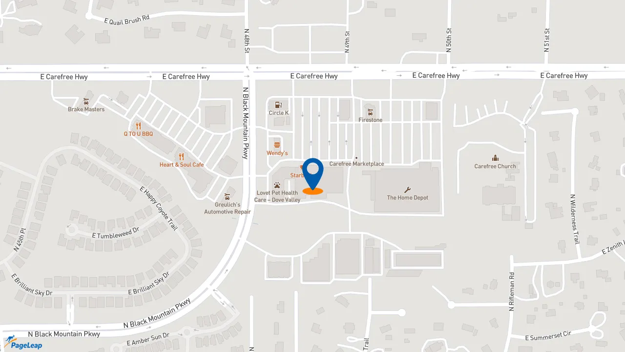 https://pageleap.com map showing location of Starbucks in Cave Creek.