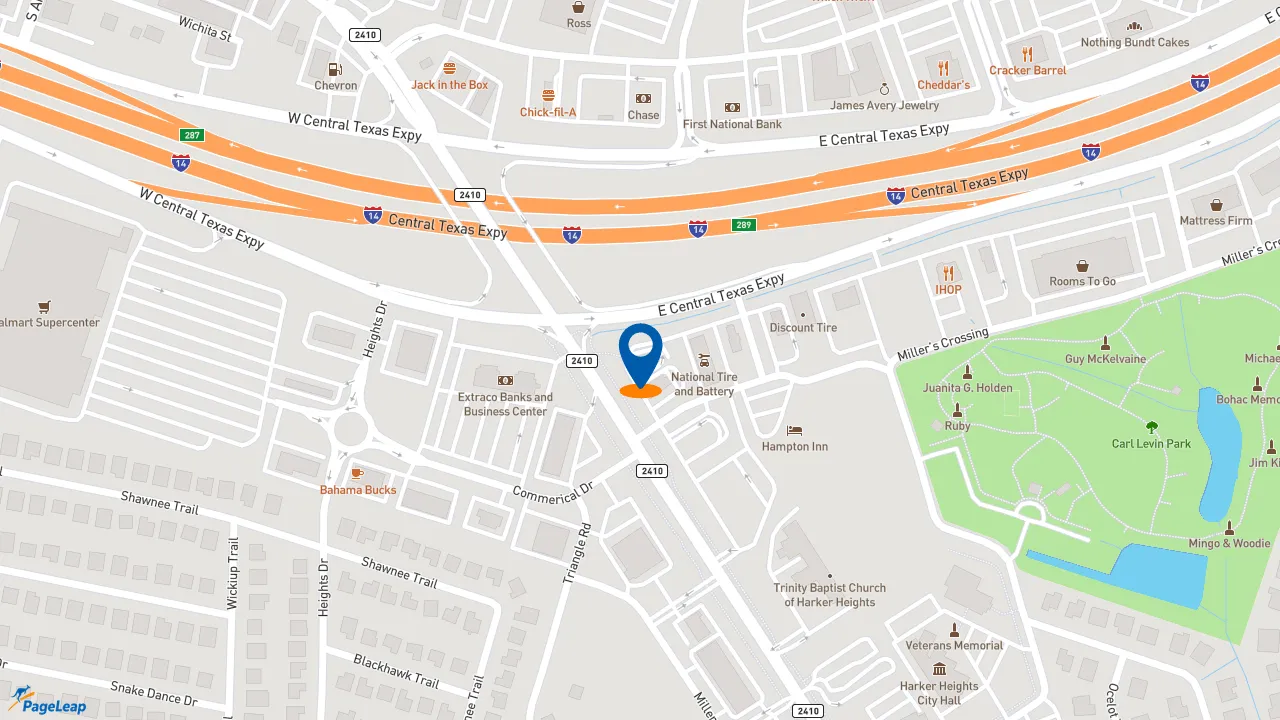 https://pageleap.com map showing location of Starbucks in Harker Heights.
