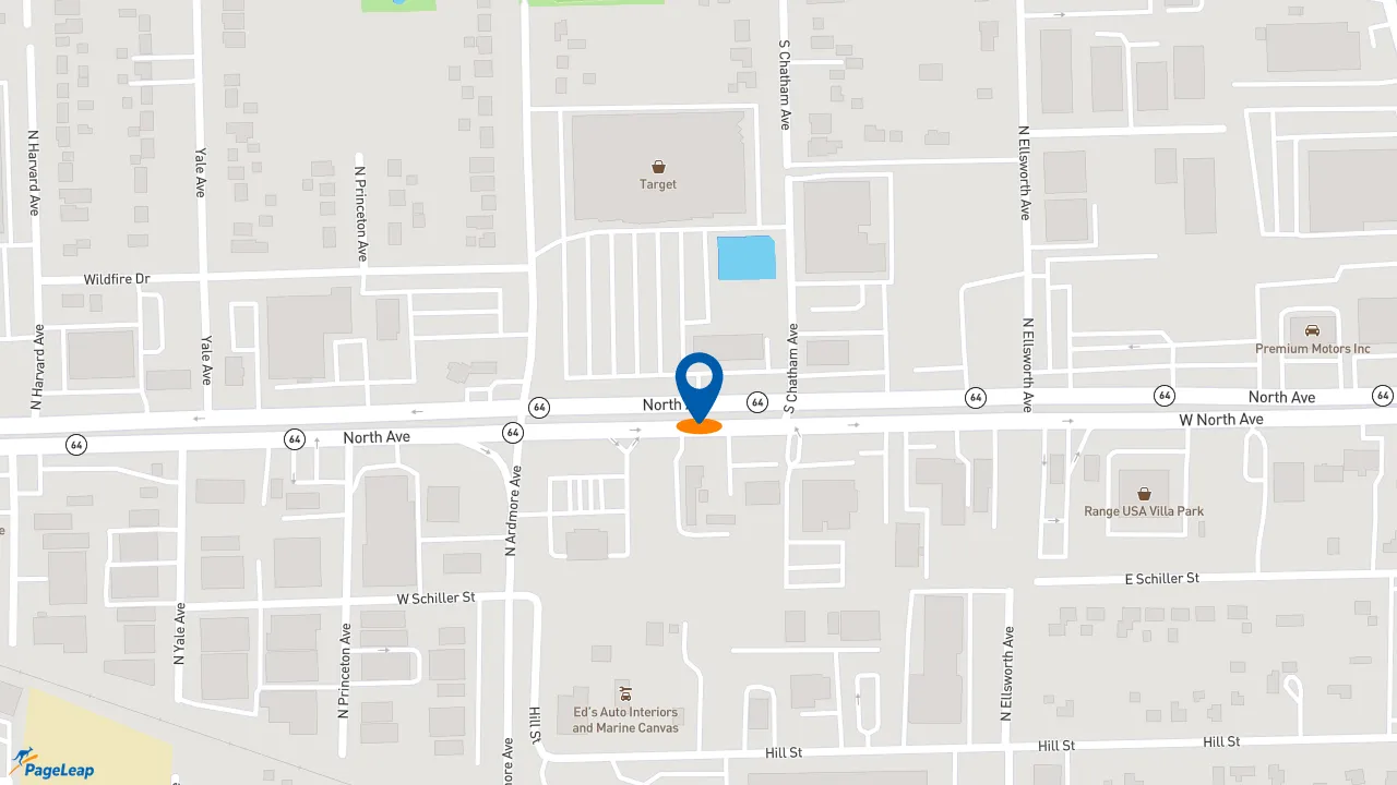 https://pageleap.com map showing location of Starbucks in Villa Park.