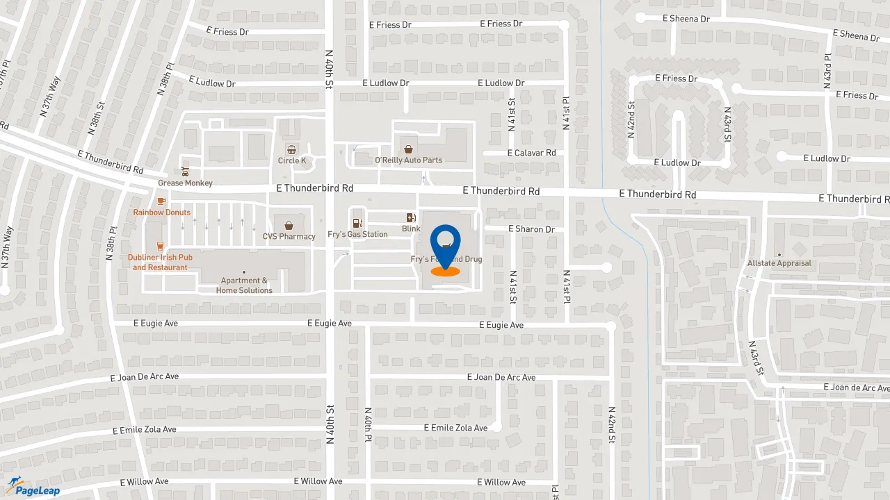 https://pageleap.com map showing location of Starbucks in Phoenix.