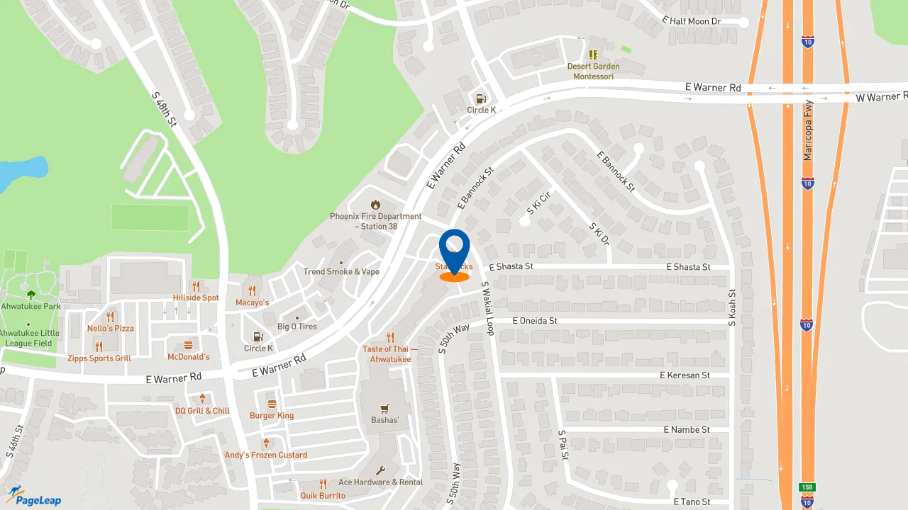 https://pageleap.com map showing location of Starbucks in Phoenix.