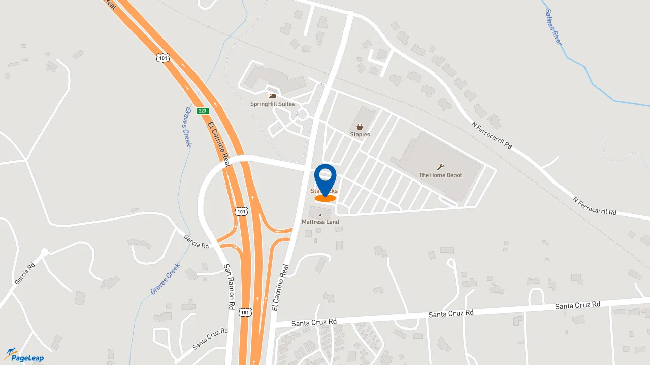https://pageleap.com map showing location of Starbucks in Atascadero.