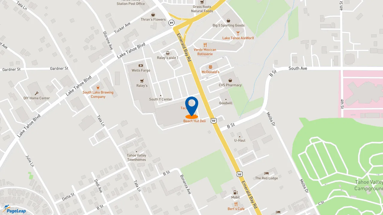 https://pageleap.com map showing location of Starbucks in South Lake Tahoe.
