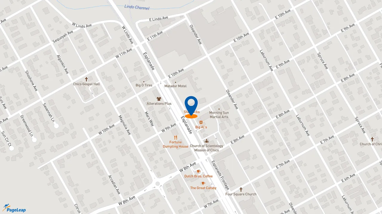 https://pageleap.com map showing location of Starbucks in Chico.