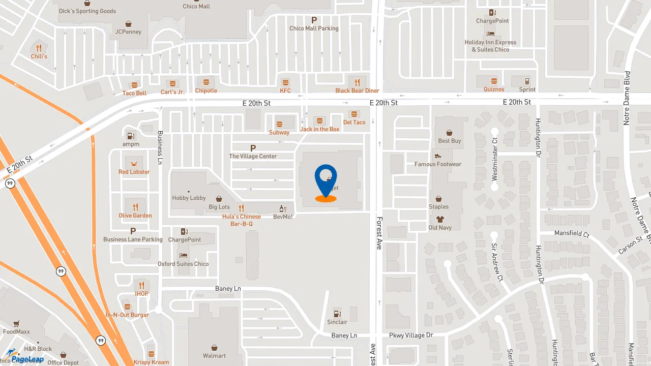 https://pageleap.com map showing location of Starbucks in Chico.
