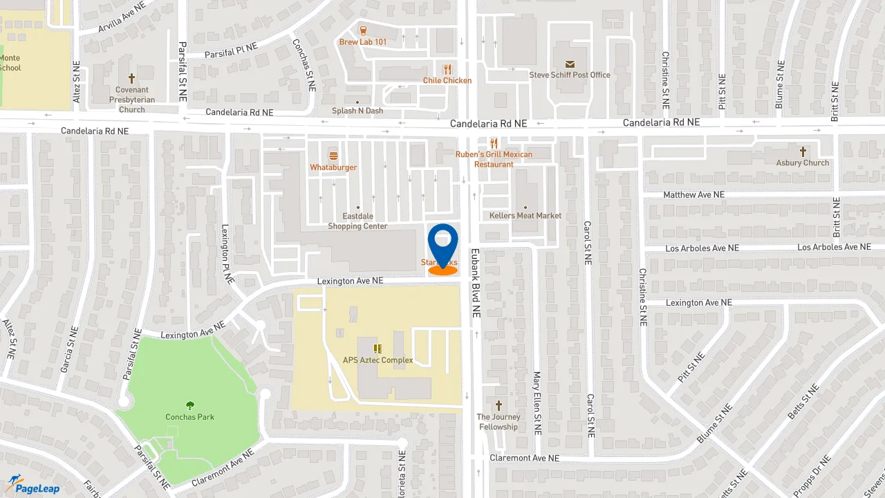 https://pageleap.com map showing location of Starbucks in Albuquerque.