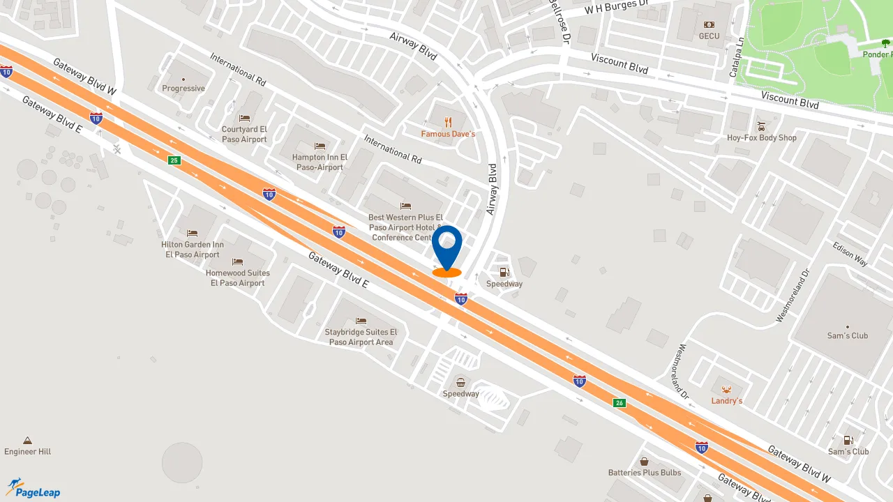 https://pageleap.com map showing location of Starbucks in El Paso.