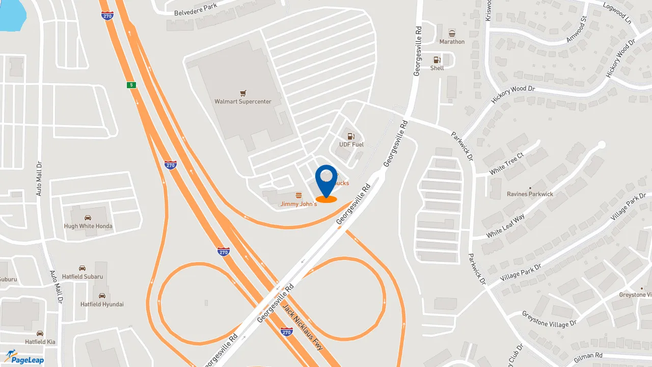 https://pageleap.com map showing location of Starbucks in Columbus.