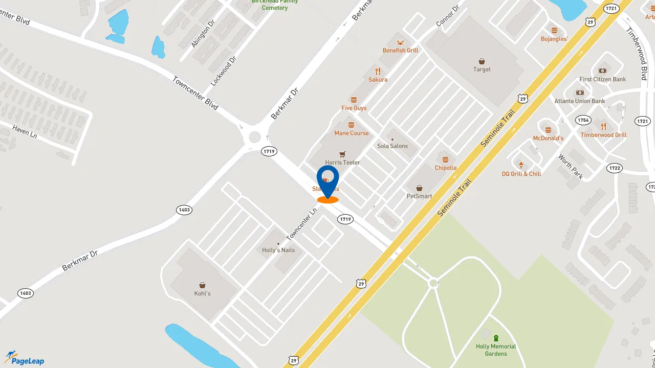 https://pageleap.com map showing location of Starbucks in Charlottesville.