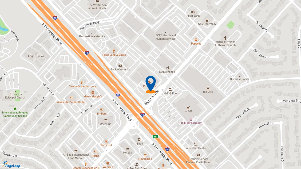 https://pageleap.com map showing location of Starbucks in San Antonio.