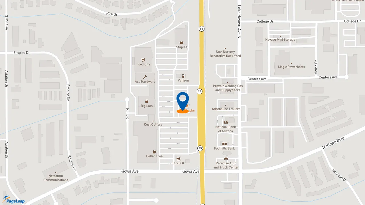 https://pageleap.com map showing location of Starbucks in Lake Havasu City.