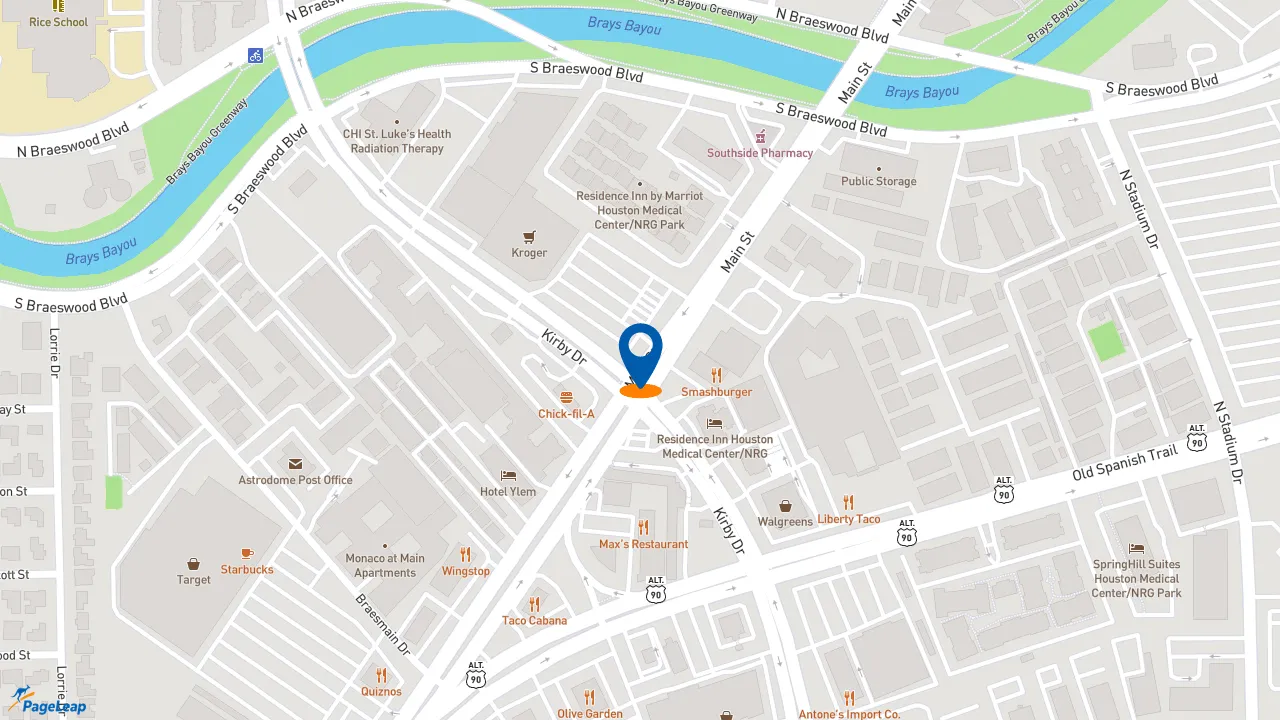 https://pageleap.com map showing location of Starbucks in Houston.