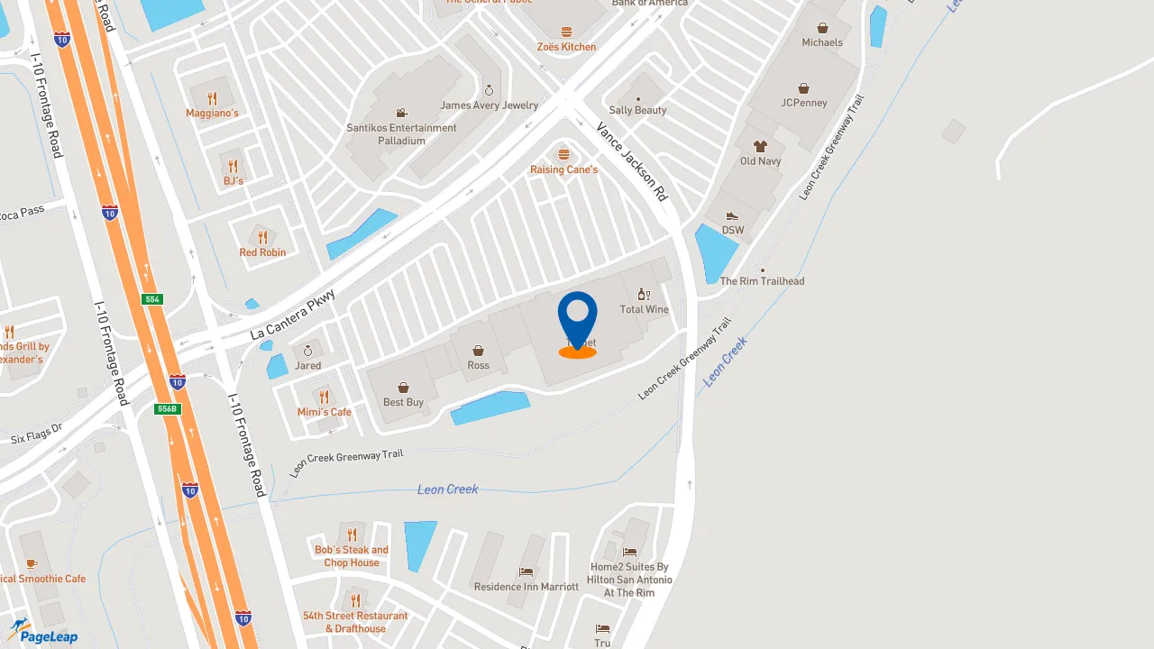 https://pageleap.com map showing location of Starbucks in San Antonio.