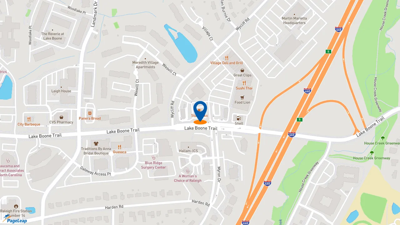 https://pageleap.com map showing location of Starbucks in Raleigh.