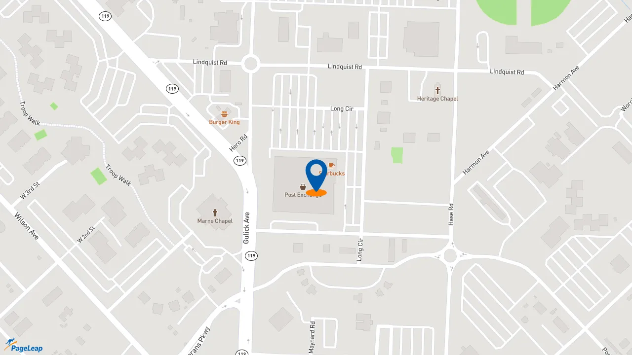 https://pageleap.com map showing location of Starbucks in Fort Stewart.