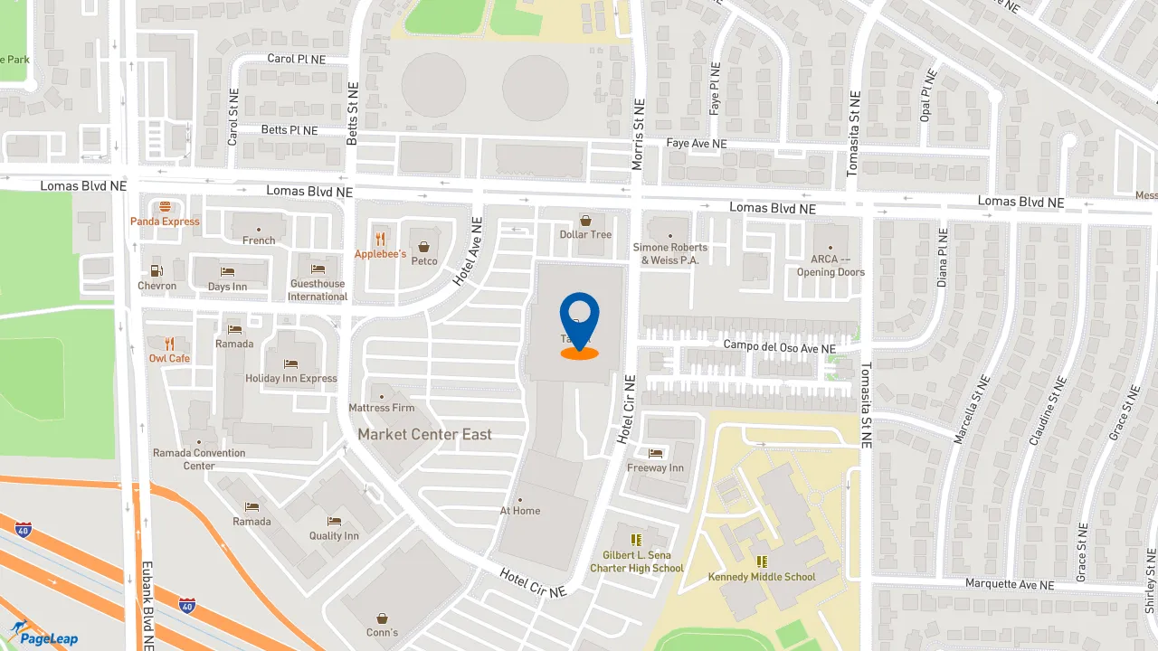 https://pageleap.com map showing location of Starbucks in Albuquerque.