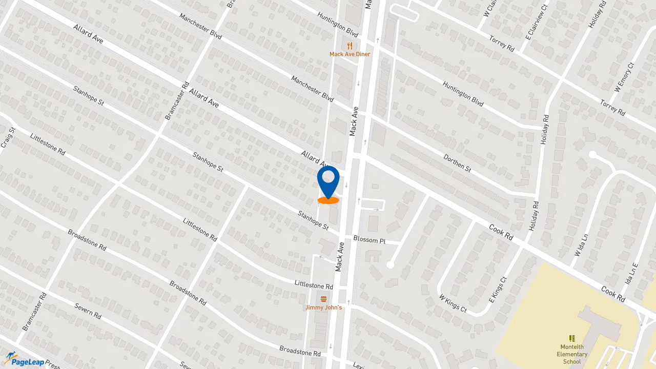 https://pageleap.com map showing location of Starbucks in Grosse Pointe.