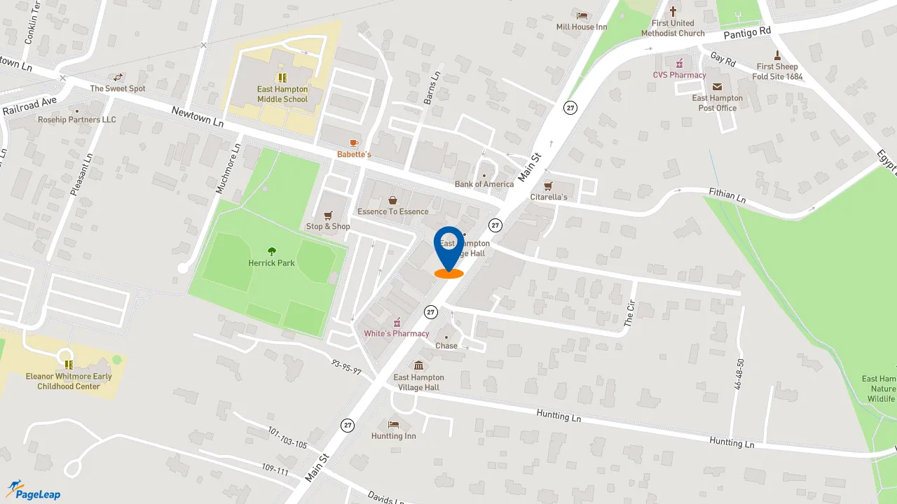 https://pageleap.com map showing location of Starbucks in East Hampton.