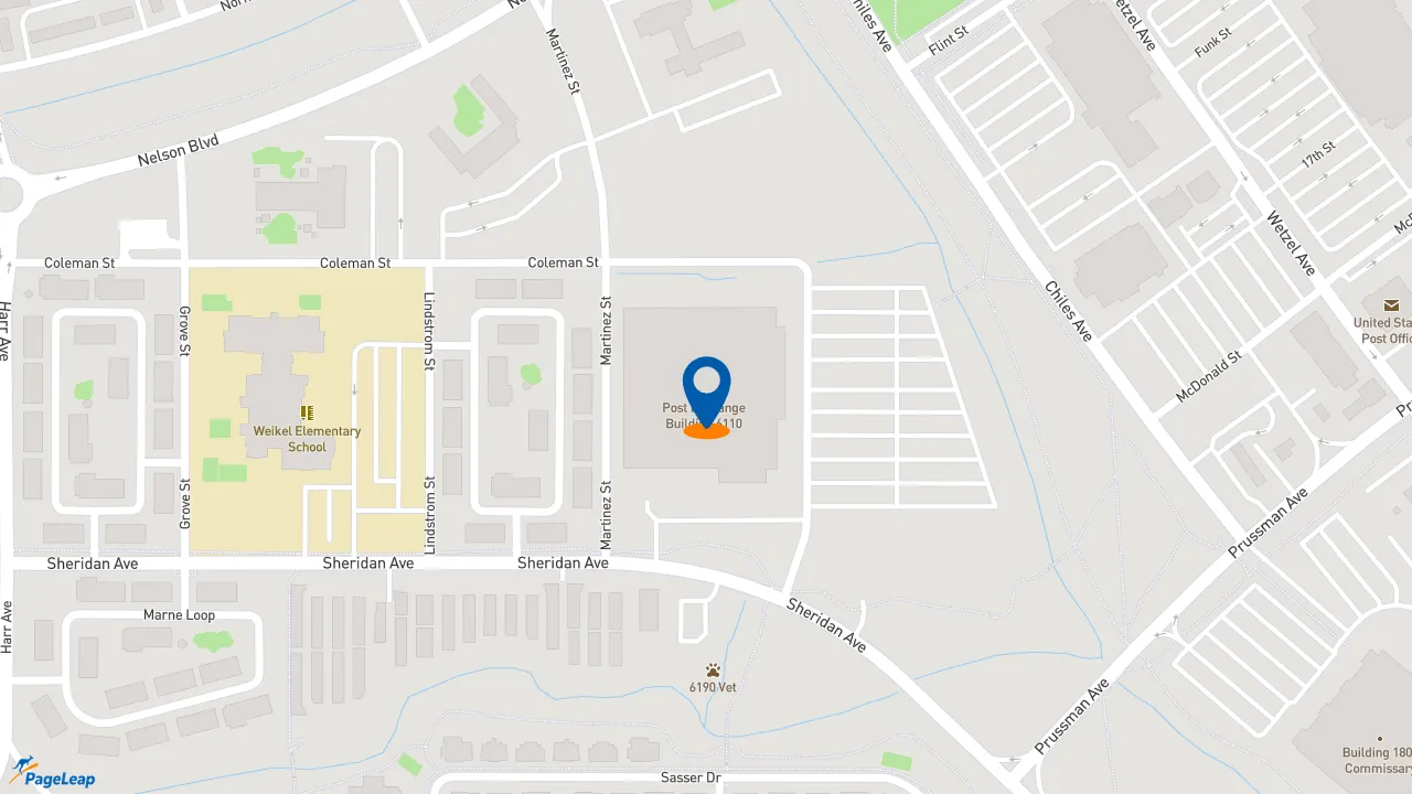https://pageleap.com map showing location of Starbucks in Fort Carson.