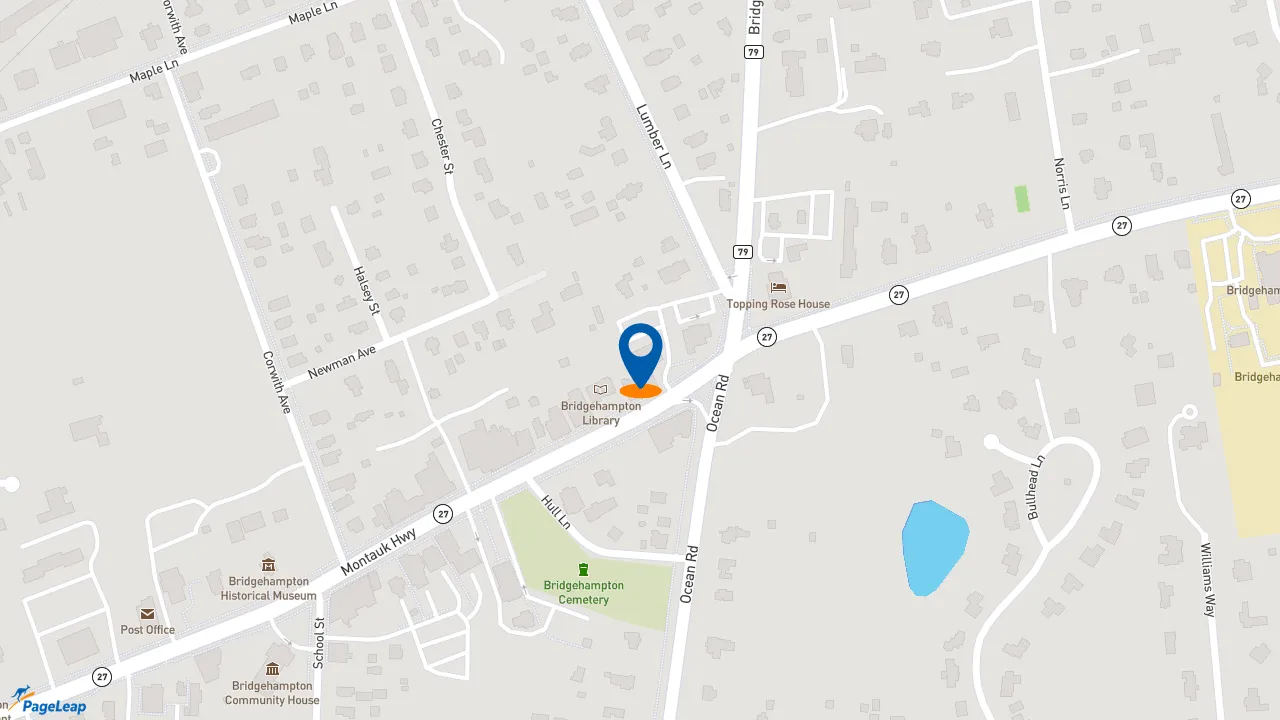 https://pageleap.com map showing location of Starbucks in Bridgehampton.