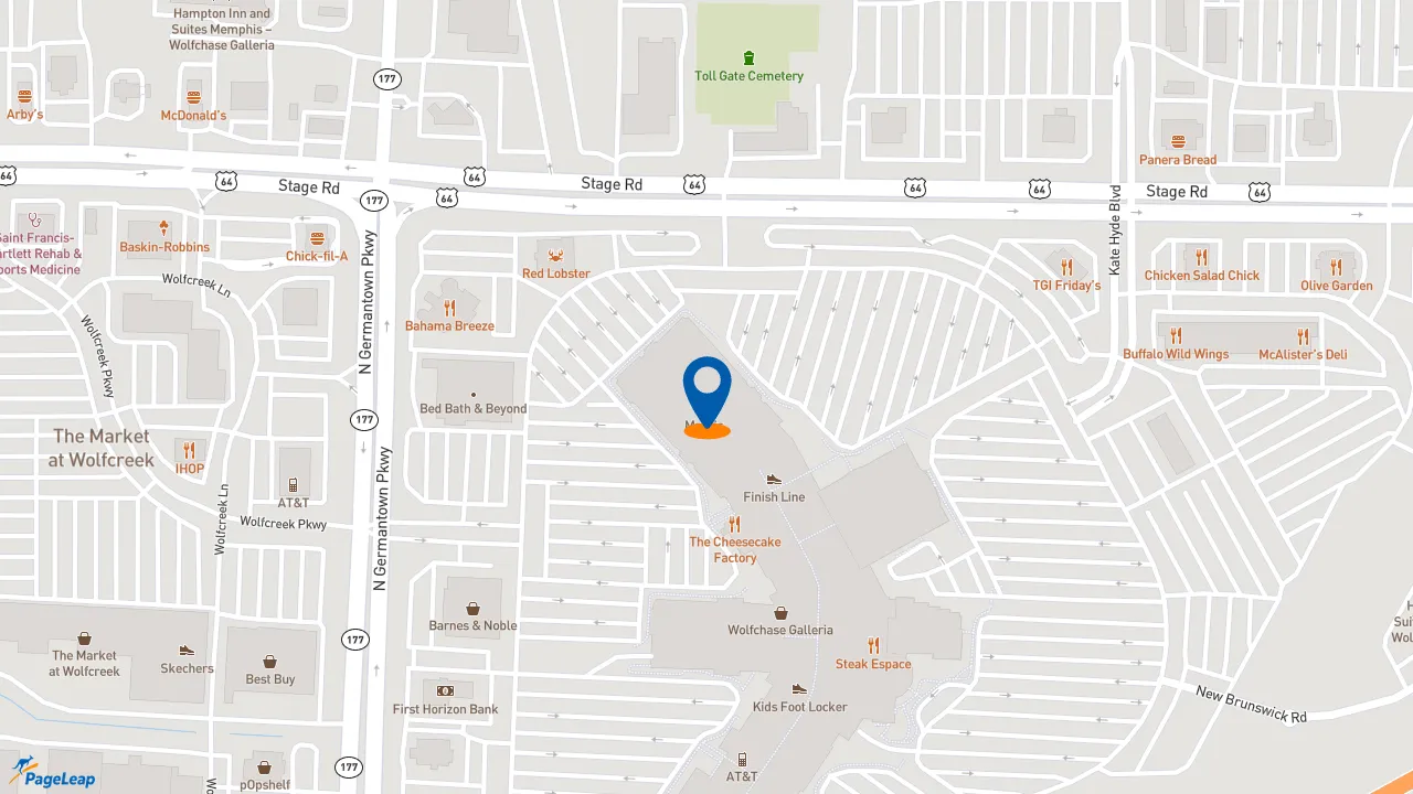 https://pageleap.com map showing location of Starbucks in Memphis.